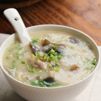 Preserved egg and meat porridge.Traditional Chinese food. Asian style