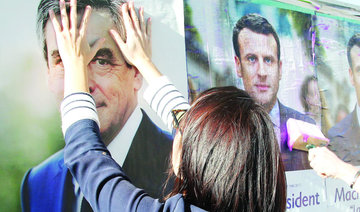 Chasing pair Fillon, Melenchon level as French election nears