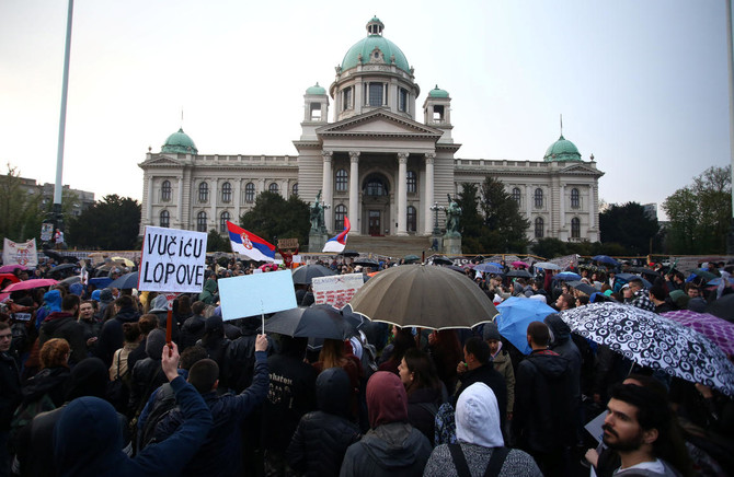 Thousands rally against leader Aleksandar Vucic in Belgrade