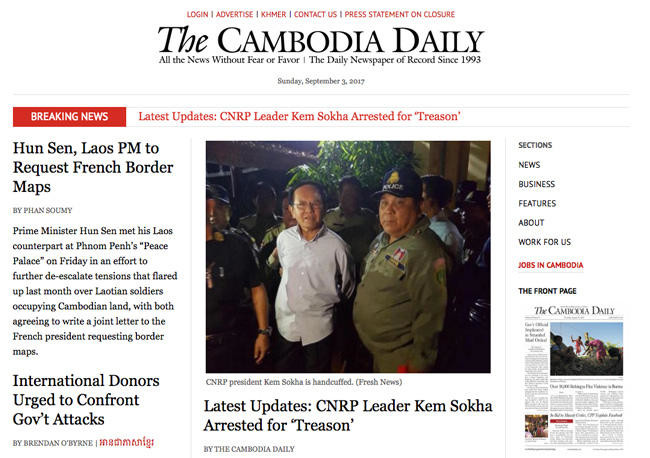 Cambodian paper shuts in face of PM’s tax demand